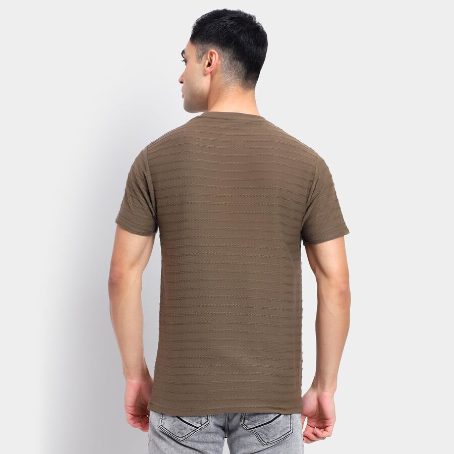 Men's Round Neck Half Sleeves T-Shirt , Khaki, large image number null